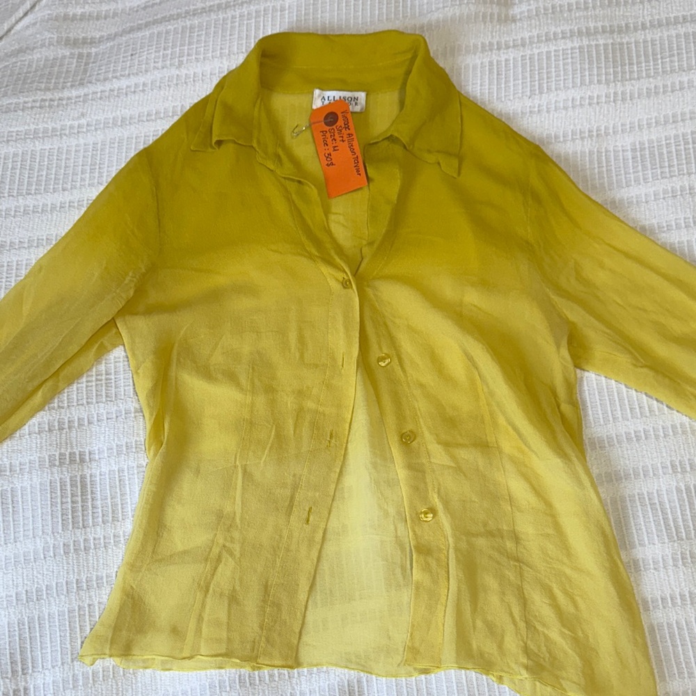 Vintage Allison Taylor Vibrant Yellow Sheer Blouse